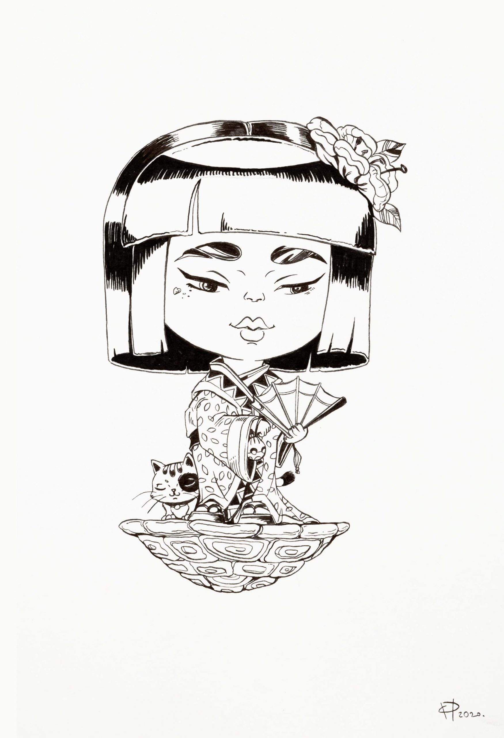 Kimono girl chibi statue
